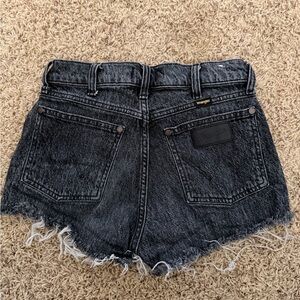 Wrangler Black Washed Frayed-Hem Denim Shorts
